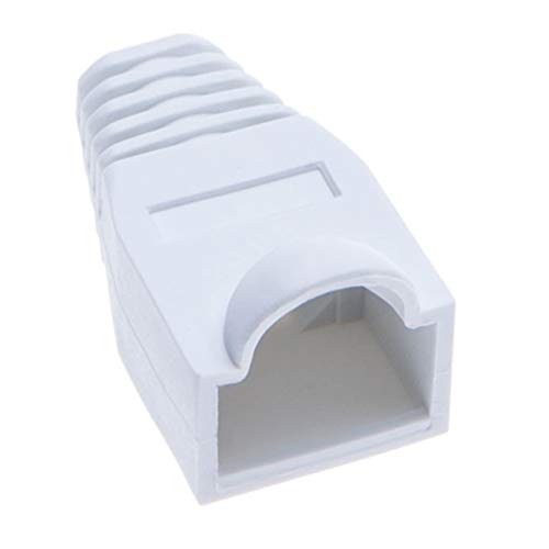 RJ45 Ethernet Stecker von Keple | Plastik RJ45 Tüllen Netzwerk Modularstecker Knickschutztülle | Netzwerkstecker für Cat6 Vat6e Cat5 Cat5e Kabel Verlegekabel | Packung x 100 Crimpstecker, Weiß von Keple