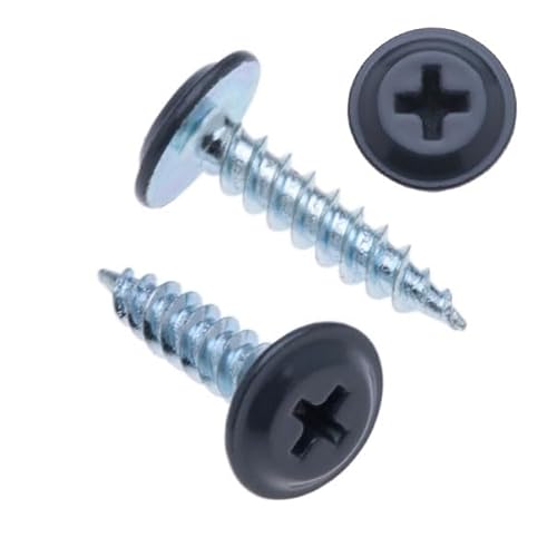 Selbstschneidende schrauben 4.2 x 19 mm M4.2 (Packung mit 250 Stück) Holz/Blech, Feingewinde, scharfe Spitze, Scheibenkopf, korrosionsbeständig, pulverbeschichtet Slate Grey (RAL 7015), verzinkt von Keple