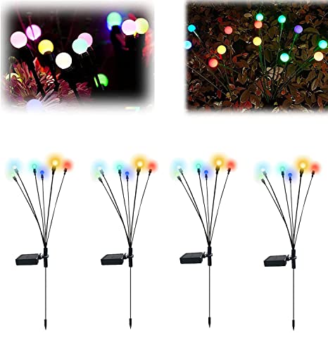 Keptfeet 4PCS Gartenkunst-Feenbeleuchtung, Firefly Solar Pathway Lights, Magische Glühwürmchen-Lichter, wasserdichte Solarleuchte Garten Deko Für Garten, Hof, Terrasse von Keptfeet