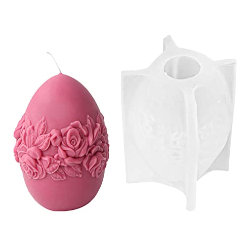 Keptfeet Silikonform Osterei, Kerzenformen Zum Gießen, 3D DIY Kerzenform Silikon Kerzen Kit, Rosen von Keptfeet
