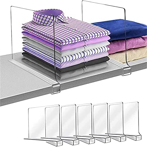 6 Stück Acrylregal Regaltrenner, Trennwand Regal, Regalteiler Regalsystem ohne Bohren für Schränke, Kleiderschranksystem Trenngitter, für Aufbewahrung, Holzschrank, Schlafzimmer (6 Pcs) von Kepuarm