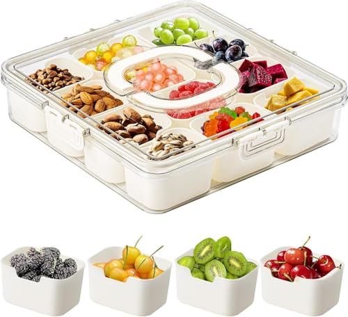 Kepuarm Snackschale Servierplatte, Servierbehälter für Süßigkeiten und Nüsse aus Kunststoff mit Deckel mit 12 Fächern, Snackteller Obstteller,Aufbewahrungsbox für Desserts, Gewürze (12 Compartment) Kepuarm Snackschale Servierplatte, Servierbehälter für Süßigkeiten und Nüsse aus Kunststoff mit Deckel mit 12 Fächern, Snackteller Obstteller,Aufbewahrungsbox für Desserts, Gewürze (12 Compartment) von Kepuarm