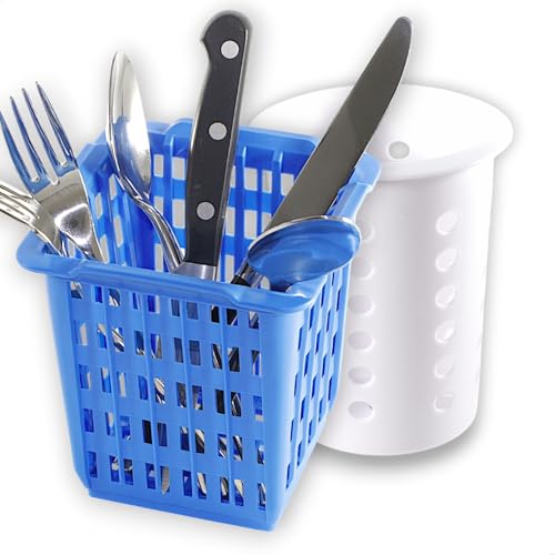 Besteckhalter Set Doppelpack nestbar Besteck Körbchen Köcher rund & viereckig, Kunststoff randverstärkt, konisch, Lochboden vielseitig Besteckkorb für Spülmaschine, Utensilienhalter für Pinsel Halter Besteckhalter Set Doppelpack nestbar Besteck Körbchen Köcher rund & viereckig, Kunststoff randverstärkt, konisch, Lochboden vielseitig Besteckkorb für Spülmaschine, Utensilienhalter für Pinsel Halter von Kerafactum