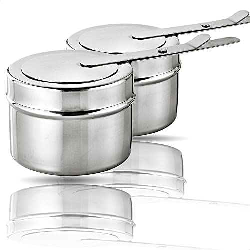 Kerafactum® - 2 Stück Brennbehälter Brennpaste Brennpastenbehälter Behälter für Fondue Speisewärmer oder Chafing Dish 2 teilig aus Edelstahl - chafer fuel holder von Kerafactum