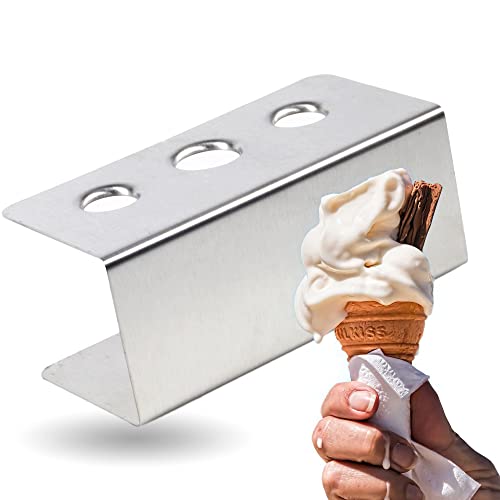 Kerafactum® Eistütenhalter Waffelhalter Eisständer Eishalter Eistüten EIS Waffel Eistüte Ständer Eiswaffelhalter Eiswaffelständer Waffelständer mit 3 Löcher Edelstahl Ice Cream Stand 20 cm von Kerafactum