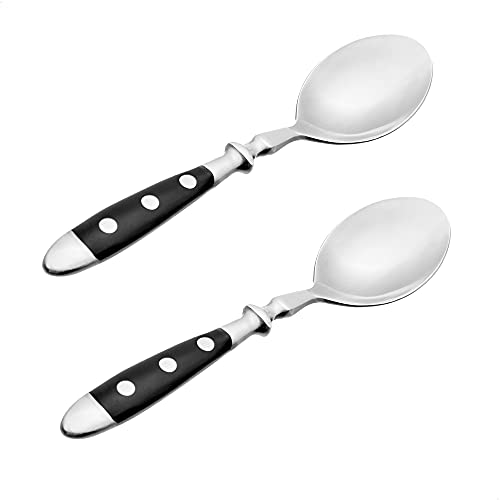 Kerafactum 2 Cafe Löffel Teelöffel Kuchenlöffel Loeffel Set Kaffeelöffel für Kuchen Dessert genietet Dessertlöffel Besteck mit schwarzen Griffen Landhausstil Eislöffel erweiterbar Coffee Spoon von Kerafactum