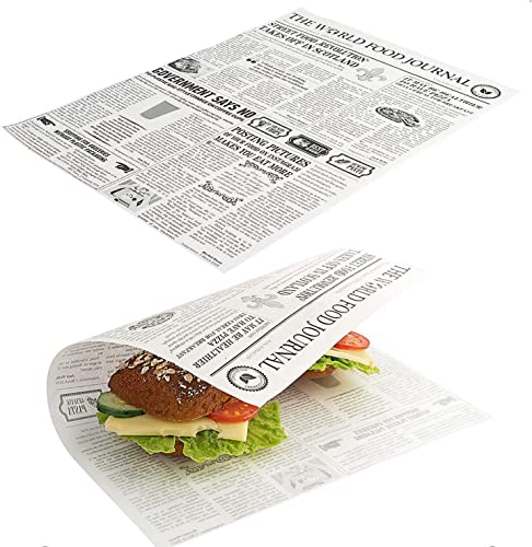 Kerafactum 20 Stück fettdichte Wachsblätter für Pommestüte Pommes Tüten Kartoffelstäbchen Fish and Chips geeignet French Fries Motiv Daily News Zeitung Tüte Zeitungstüte Größe 35 x 25 cm von Kerafactum