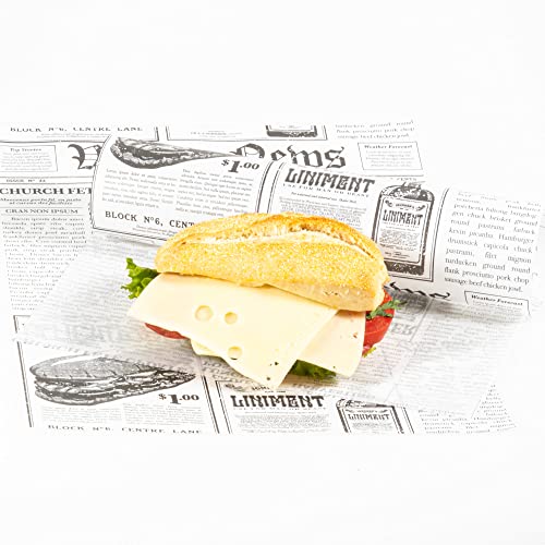 Kerafactum 20 Stück fettdichte Wachsblätter für Pommestüte Pommes Tüten Kartoffelstäbchen Fish and Chips geeignet French Fries Motiv Daily News Zeitung Tüte Zeitungstüte Größe 35 x 25 cm von Kerafactum