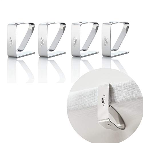 Kerafactum Tischtuchklammer Tischtuch Klammer Tischdeckenklammer | aus Edelstahl Decken Klammer zum Befestigen der Tischdecke | Deckenklammer Tuchklammer Klemme Klemmen | Silber 5 x 4 cm 4 Stück von Kerafactum