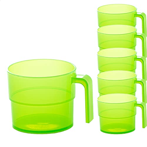 Kerafactum 6 Set Trinkbecher Becher Tasse mit Henkel Kaffeebecher für Camping Kantine | ideal Picknick Bootsausrüstung Zelt Caravaning | Spülmaschinenfest Stapelbar 0,3 Ltr. Coffee Mug color green von Kerafactum