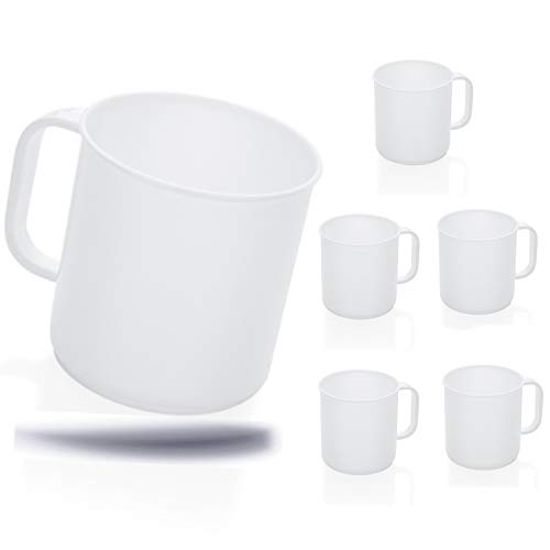 Kerafactum 6 Set Trinkbecher Becher Tasse mit Henkel Kaffeebecher für Camping Kantine | ideal Picknick Bootsausrüstung Zelt Caravaning | Spülmaschinenfest Stapelbar 0,3 Ltr. Coffee Mug color white von Kerafactum