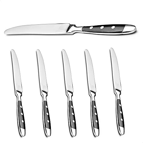 Kerafactum 6 Stück Tafelmesser Edelstahl Menümesser mit Sägeschliff | Tafel Menü Messer Messerset Fleischmesser Sägemesser mit schwarzen Griffen | Landhausstil Bistro Set erweiterbar Meat Knife Kerafactum 6 Stück Tafelmesser Edelstahl Menümesser mit Sägeschliff | Tafel Menü Messer Messerset Fleischmesser Sägemesser mit schwarzen Griffen | Landhausstil Bistro Set erweiterbar Meat Knife von Kerafactum