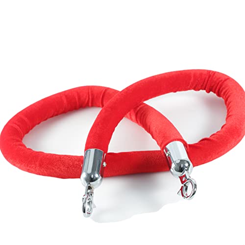 Kerafactum Absperrseil Samt Seil Absperrband Tau mit Karabiner Haken zur Absperrung Pfosten Samtseil extra dickes Band Ø 32 cm für Diskretion Handlaufseil Handlauf geeignet 150 cm lang rot silber von Kerafactum