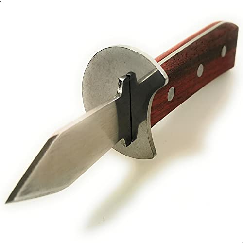 Kerafactum Austernmesser Öffner Austernöffner 3fach genietet Handschutz Austernbrecher Auster Austern Messer für Muscheln oder Hartkäse geeignet extra breiter Fingerschutz Oyster Knife Käsemesser von Kerafactum