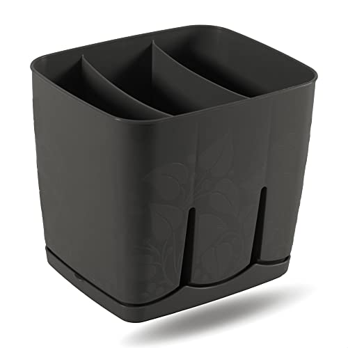 Kerafactum Besteckhalter Besteckkorb Besteckkörbchen Bestecktrockner Abtropfbehälter für Spülmaschine Bestecke Spülmaschinenkorb Besteck Korb Körbchen Köcher Besteckköcher Besteckbecher black von Kerafactum
