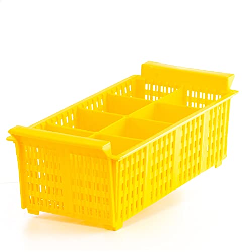 Kerafactum Besteckkorb Spülkorb Korb für Bestecke und Kleinteile | Spülmaschine Spülmaschinenkorb Köcher Besteckköcher EXTRA Gross Yellow | 8 Fächer grobmaschig +120°C Cutlery Basket BPA Free von Kerafactum