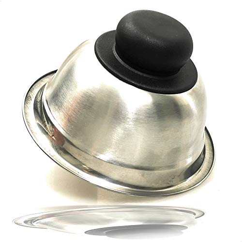 Kerafactum Burger Cloche Burgerhaube Abdeckung Haube für Cheeseburger | Hamburger Steak Edelstahl Abdeckhaube Pattys Grillen | Käse Cheese zum Schmelzen bringen | Edelstahlhaube Rundgriff Black von Kerafactum