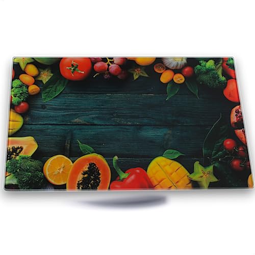 Kerafactum Glasschneideplatte mit Motiv | 35x25 cm, ESG-Sicherheitsglas, rutschfeste Silikonfüße, schnittfeste hitzebeständige Servierplatte | Hygienisch, bruchfest & stilvoll für Küche & Gastronomie von Kerafactum