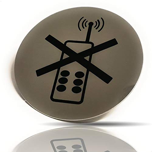 Kerafactum Handyverbot Kein Handy No Phone Mobiltelefon Telefon Telefonhinweis Hinweisschild Türschild Telefonieren verboten Rund aus Edelstahl matt glänzend Pictogramm rundes Schild Selbstklebend von Kerafactum