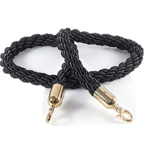 Kerafactum Seil Absperrband Tau mit Karabiner Haken Absperrkordel Kordel zur Absperrung extra dickes Absperrseil Band als Deko Handlaufseil bzw. Handlauf geeignet Ø 32 mm 150 cm schwarz gold von Kerafactum