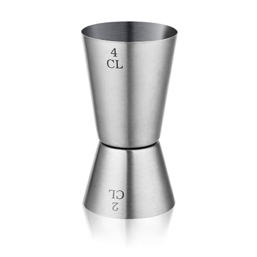 Kerafactum Messbecher | Barmass Cocktailmessbecher | Cocktail Doppelmass Skala 2cl 4cl | Edelstahl | Schnaps Ausgiesser | Mixbecher Portionierer Zubehör Jigger Cocktails Massbecher Maatbeker Barbecher von Kerafactum