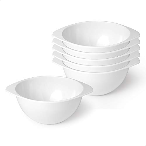 Kerafactum Müslischale Suppenschüsseln weiß Suppenschüssel | Müslischalen runde Suppen Schalen Schüsseln Müslischüssel Weiss Schüssel Set | Melamin Cereal Bowl Servierschale 360 ml | 6 Stück von Kerafactum