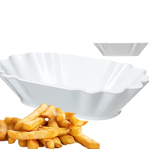 Kerafactum Pommesschale Snack Wurst Schale für Pommes Frites Currywurst | Mehrweg Wurstschale Würstchenteller Snackschale für Imbiss | Melamin Teller Spülmaschinenfest frensh Fries oval | 2 Stück von Kerafactum