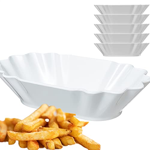 Kerafactum Pommesschale Snack Wurst Schale für Pommes Frites Currywurst | Mehrweg Wurstschale Würstchenteller Snackschale für Imbiss | Melamin Teller Spülmaschinenfest frensh Fries oval | 6 Stück von Kerafactum