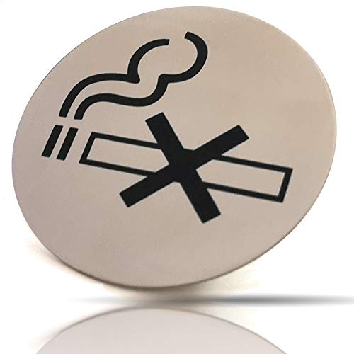 Kerafactum Rauchverbot Nicht Rauchen No Smoking Area Raucherfrei Information Hinweis Hinweisschild Türschild Rauchen verboten Rund aus Edelstahl matt glänzend Pictogramm rundes Schild Selbstklebend von Kerafactum