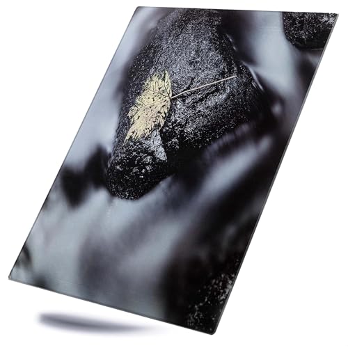 Kerafactum Schneidbrett gehärtetes Glasschneidebrett Küchenbrett aus Glas Glasbrett 40x30 Dekor Brett zum Schneiden Servieren von Lebensmitteln Herdabdeckung Herd Abdeckung Schneidebrett mit Füßen von Kerafactum