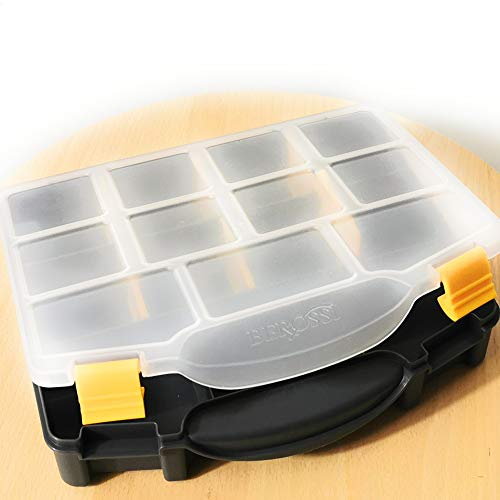 Kerafactum Schrauben Sortierkasten Schraubenbox zur System Aufbewahrung | Aufbewahrungsbox für Kleinteile mit Deckel & Fächern | Sortierbox leer Schraubenaufbewahrung Box klein | Organizer 1 schwarz von Kerafactum