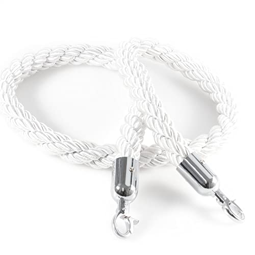 Kerafactum Seil Absperrband Tau mit Karabiner Haken Absperrkordel Kordel zur Absperrung extra dickes Absperrseil Band als Deko Handlaufseil bzw. Handlauf geeignet Ø 32 mm 250 cm weiss silber von Kerafactum