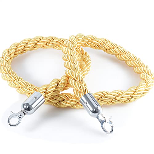 Kerafactum Seil Absperrband Tau mit Karabiner Haken Absperrkordel Kordel zur Absperrung extra dickes Absperrseil Band als Deko Handlaufseil bzw. Handlauf geeignet Ø 32 mm 150 cm gelb silber von Kerafactum