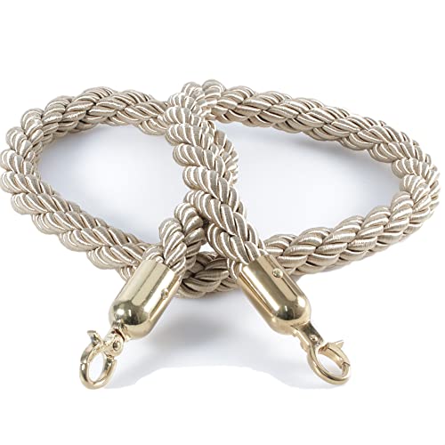 Kerafactum Seil Absperrband Tau mit Karabiner Haken Absperrkordel Kordel zur Absperrung extra dickes Absperrseil Band als Deko Handlaufseil bzw. Handlauf geeignet Ø 32 mm 150 cm gold gold von Kerafactum