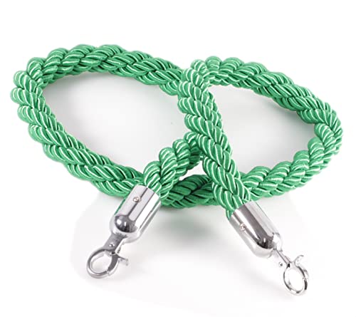 Kerafactum Seil Absperrband Tau mit Karabiner Haken Absperrkordel Kordel zur Absperrung extra dickes Absperrseil Band als Deko Handlaufseil bzw. Handlauf geeignet Ø 32 mm 150 cm grün silber von Kerafactum