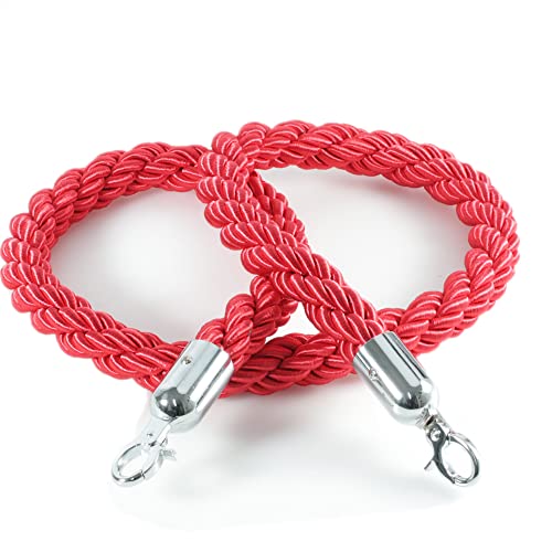 Kerafactum Seil Absperrband Tau mit Karabiner Haken Absperrkordel Kordel zur Absperrung extra dickes Absperrseil Band als Deko Handlaufseil bzw. Handlauf geeignet Ø 32 mm 150 cm rot silber von Kerafactum