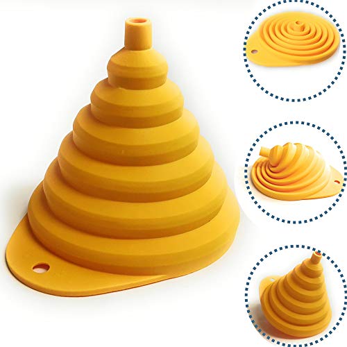 Kerafactum Silikon Trichter faltbar Faltbarer Trichter Silikontrichter | Trichter für Küche & Haushalt aus Kunststoff Silikon | Küchenhelfer Silicon Kleiner Einmachtrichter Einfülltrichter Funnel von Kerafactum