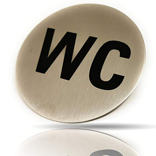 Kerafactum WC Schild Toilettenhinweis Hinweisschild Türschild - zu Den Toiletten Rund aus Edelstahl Matt glänzend - rundes Schild Selbstklebend Toilette Hinweis Kerafactum WC Schild Toilettenhinweis Hinweisschild Türschild - zu Den Toiletten Rund aus Edelstahl Matt glänzend - rundes Schild Selbstklebend Toilette Hinweis von Kerafactum