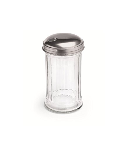Kerafactum Zuckerdosierer Zucker Dosierer Zuckerstreuer mit Klappe Streuer Glas Dose mit Streudeckel Deckel aus Edelstahl Spülmaschinenfest Profi Dispenser Sugar Shaker Klappstreuer American Style von Kerafactum