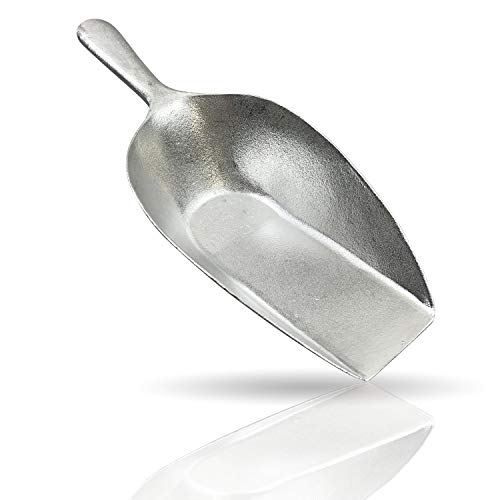Kerafactum extra Grosse Mehlschaufel Sackschaufel Futterschaufel | Sack Futter Mehl Zucker Schaufel Schütte aus Metall Aluminium Nicht rostend | 31 cm Abwiegeschaufel bei 400 ml Tierfutter Getreide von Kerafactum