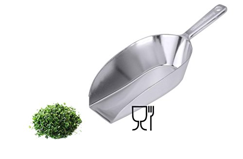 Kerafactum handliche Schippe Grosse Mehlschaufel Sackschaufel Futterschaufel | Sack Futter Mehl Zucker Schaufel Schütte aus Metall Aluminium Guss | Nicht rostend 25 cm glänzende Ausführung 250 ml von Kerafactum