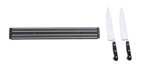 massiver ABS Magnet Messerhalter Magnetmesserhalter mit 2 Magnetschienen L - black von Kerafactum
