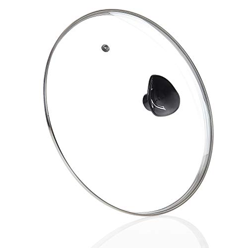 Topfdeckel Glas spülmaschinenfest hitzebeständiger Universaldeckel für Topf und Pfanne aus gehärtetem Qualitätsglas Glasdeckel mit Dampfloch hochwertiger Griff Kunststoff 18 cm Töpfe Pfannen von Kerafactum