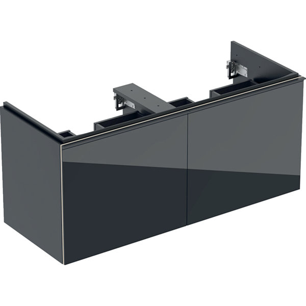 Geberit Acanto Waschtischunterschrank 500613, 1190x535x476mm, Farbe (Front/Korpus): Glas Schwarz / Schwarz matt lackiert von Keramag GmbH