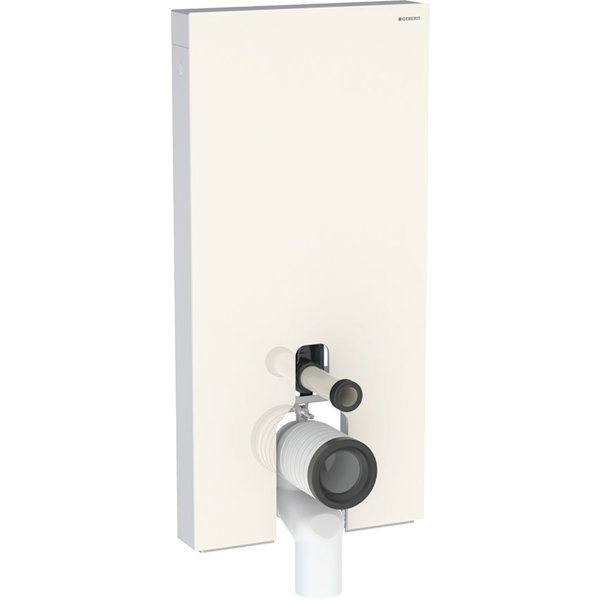Geberit Monolith PLUS Sanitärmodul für Stand-WC, 101cm, Wasseranschluss seitlich, mit P-Anschlussstutzen, Farbe: Glas sand-grau / Aluminium von Keramag GmbH