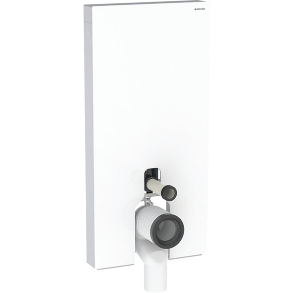 Geberit Monolith PLUS Sanitärmodul für Stand-WC, 101cm, Wasseranschluss seitlich, mit P-Anschlussstutzen, Farbe: Glas weiß / Aluminium von Keramag GmbH