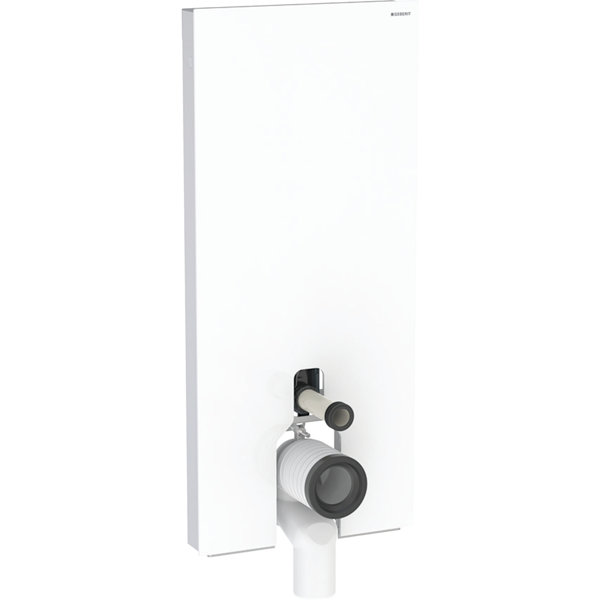 Geberit Monolith PLUS Sanitärmodul für Stand-WC, 114cm, Wasseranschluss hinten mittig, mit Anschlussbogen, Farbe: Glas lava / Aluminium schwarzchrom von Keramag GmbH