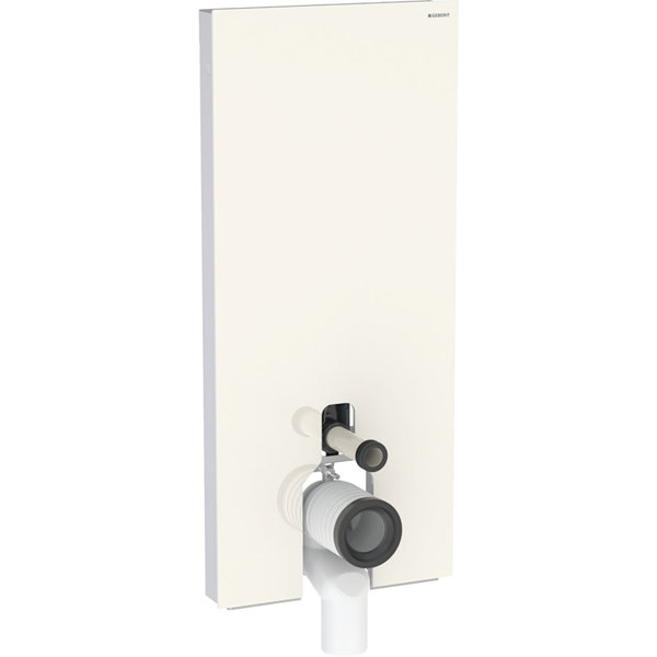 Geberit Monolith PLUS Sanitärmodul für Stand-WC, 114cm, Wasseranschluss hinten mittig, mit Anschlussbogen, Farbe: Glas sand-grau / Aluminium von Keramag GmbH
