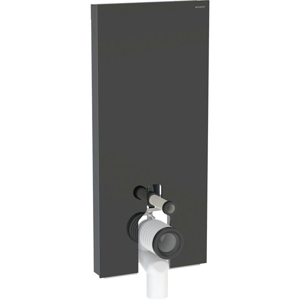 Geberit Monolith PLUS Sanitärmodul für Stand-WC, 114cm, Wasseranschluss hinten mittig, mit Anschlussbogen, Farbe: Glas schwarz / Aluminium schwarzchrom von Keramag GmbH