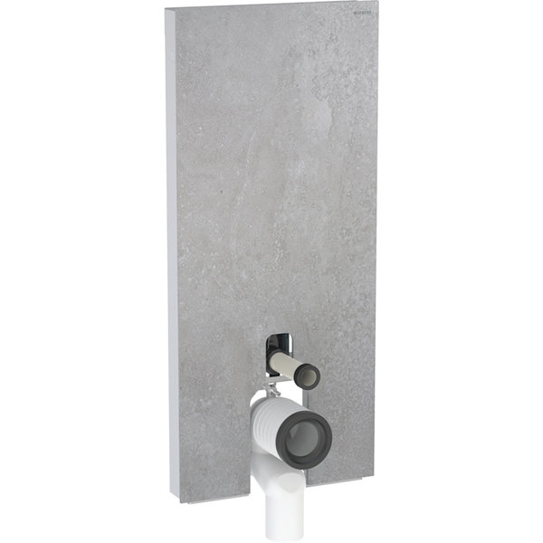 Geberit Monolith PLUS Sanitärmodul für Stand-WC, 114cm, Wasseranschluss hinten mittig, mit Anschlussbogen, Farbe: Steinzeug Betonoptik / Aluminium von Keramag GmbH